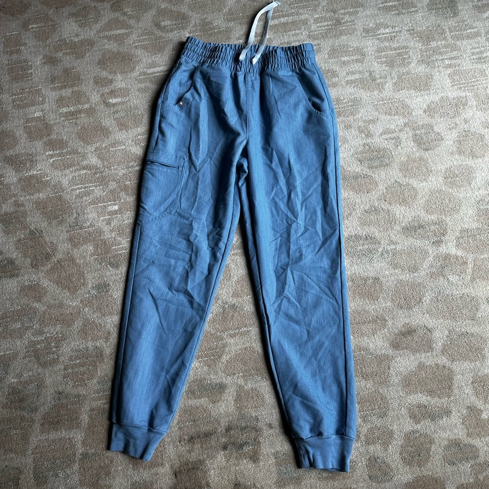 Figs Blue Track Pants with Elastic Cuffs